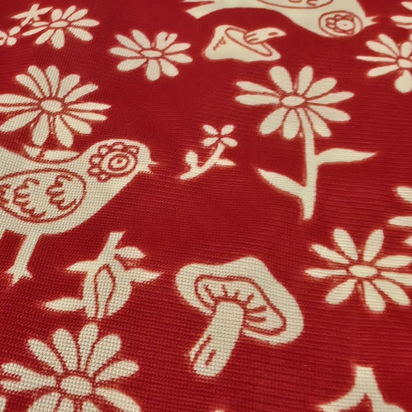 Vintage Sears Roebuck & Co/JR Bazaar Vibrant Red w/White Retro Print Men's Shirt - Picture 6 of 6